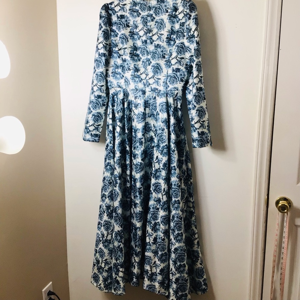 NWT Burryco dress women 8 blue white floral vintage maxi rare designer new